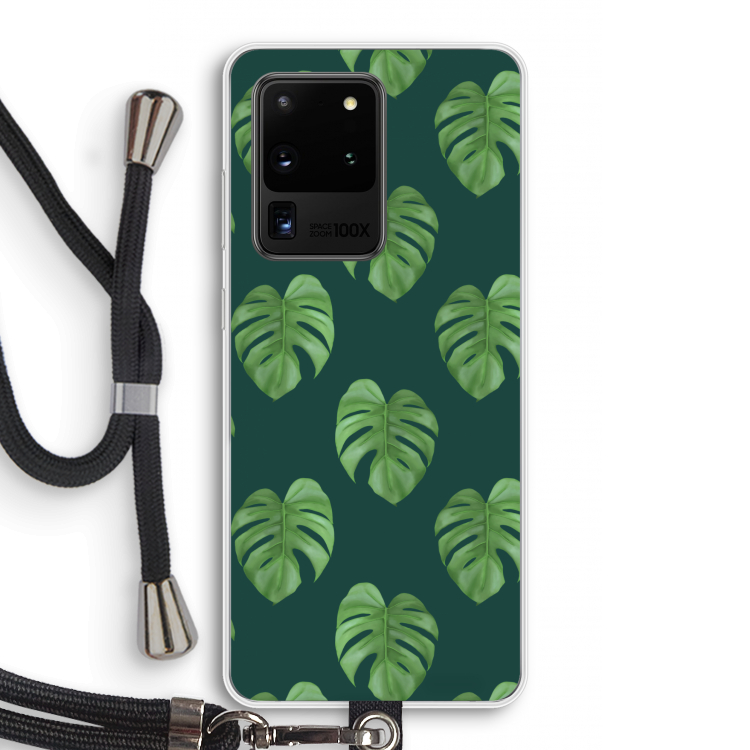 Monstera leaves: Samsung Galaxy S20 Ultra Transparant Hoesje met koord