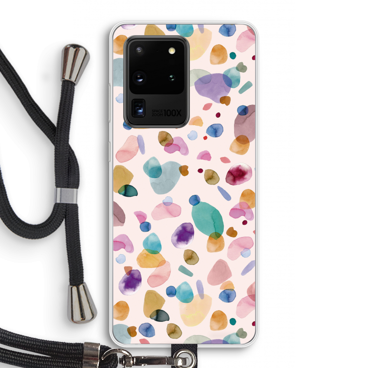 Terrazzo Memphis Pink: Samsung Galaxy S20 Ultra Transparant Hoesje met koord