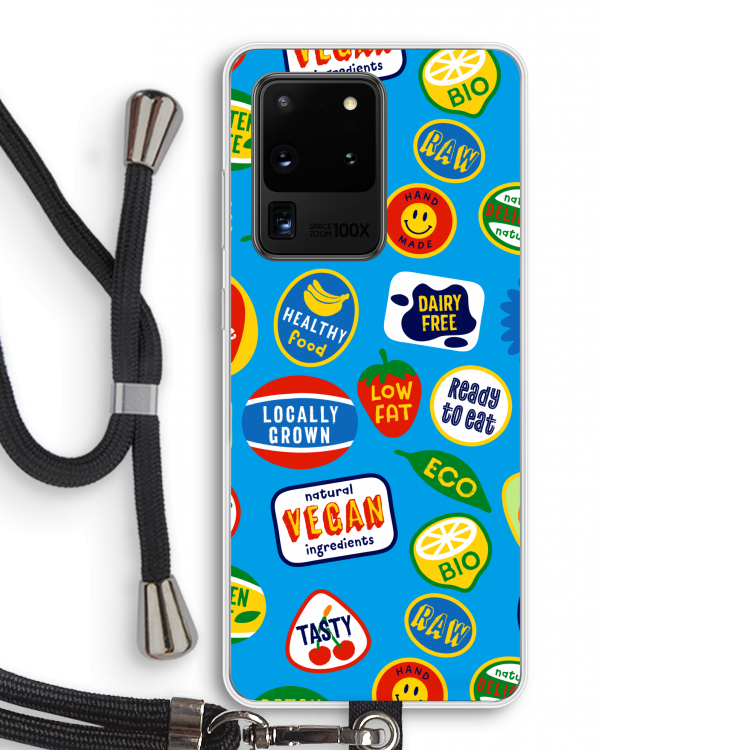 Fruitsticker: Samsung Galaxy S20 Ultra Transparant Hoesje met koord