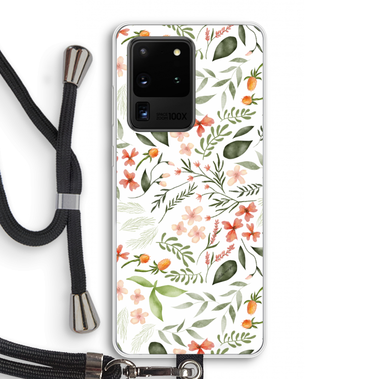 Sweet little flowers: Samsung Galaxy S20 Ultra Transparant Hoesje met koord