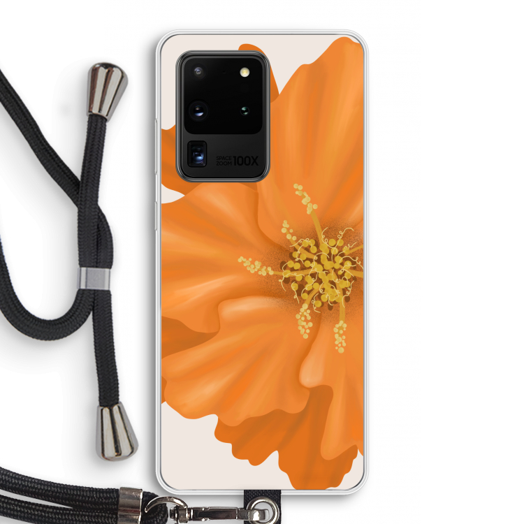 Orange Ellila flower: Samsung Galaxy S20 Ultra Transparant Hoesje met koord