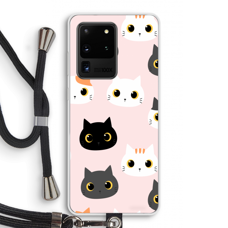 Katten: Samsung Galaxy S20 Ultra Transparant Hoesje met koord