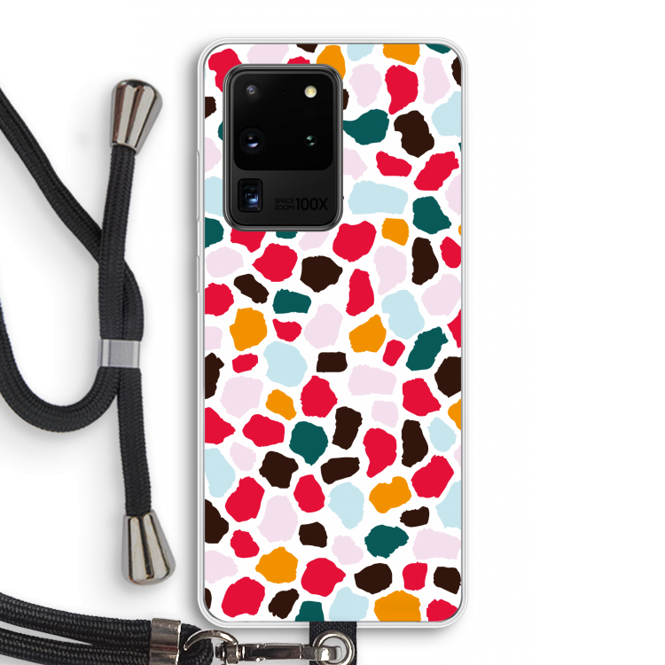 Colored Giraffe: Samsung Galaxy S20 Ultra Transparant Hoesje met koord