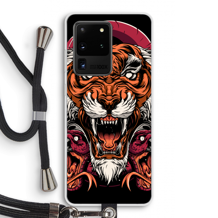Tiger and Rattlesnakes: Samsung Galaxy S20 Ultra Transparant Hoesje met koord