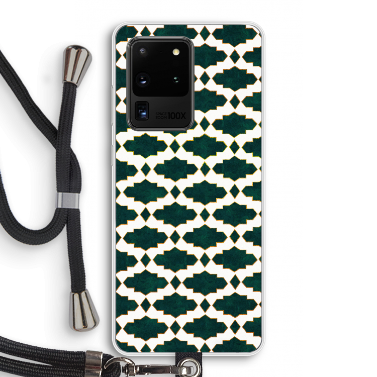 Moroccan tiles: Samsung Galaxy S20 Ultra Transparant Hoesje met koord