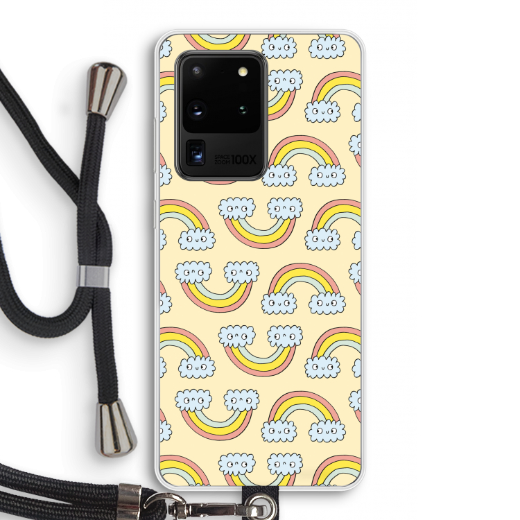 Regenboog: Samsung Galaxy S20 Ultra Transparant Hoesje met koord