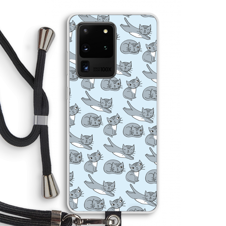 Poezen: Samsung Galaxy S20 Ultra Transparant Hoesje met koord