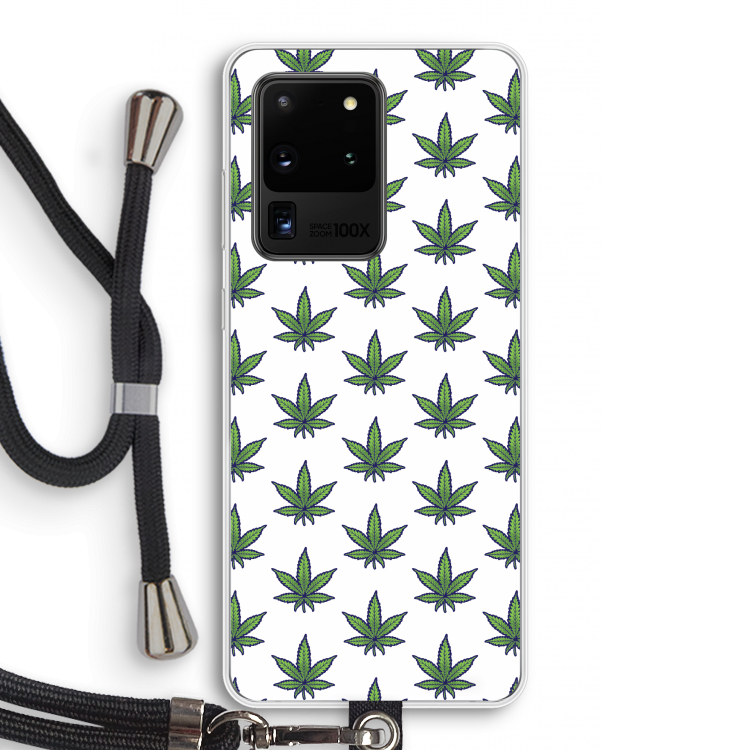 Weed: Samsung Galaxy S20 Ultra Transparant Hoesje met koord
