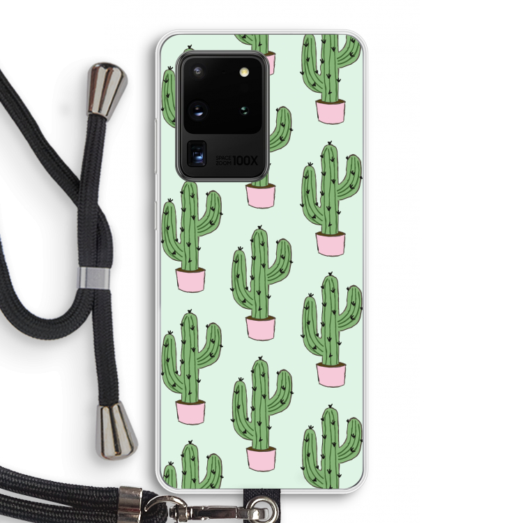Cactus Lover: Samsung Galaxy S20 Ultra Transparant Hoesje met koord