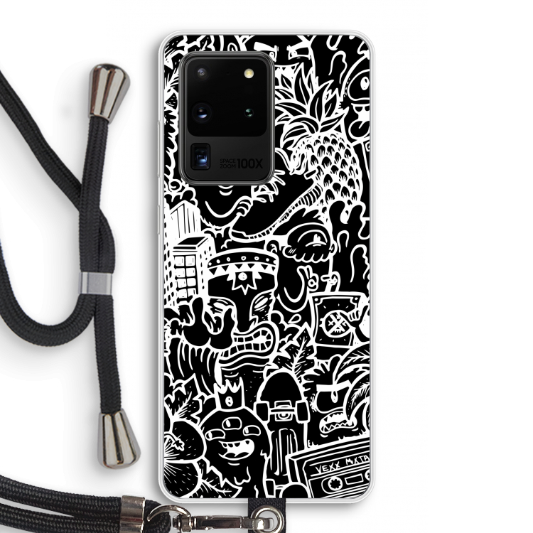Vexx Black Mixtape: Samsung Galaxy S20 Ultra Transparant Hoesje met koord