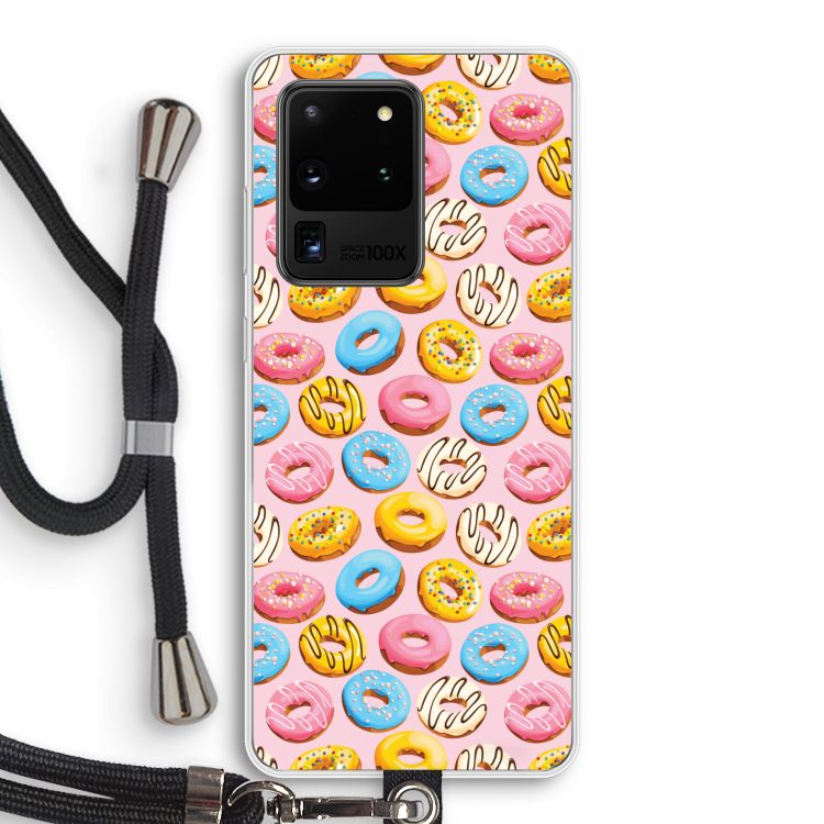 Pink donuts: Samsung Galaxy S20 Ultra Transparant Hoesje met koord