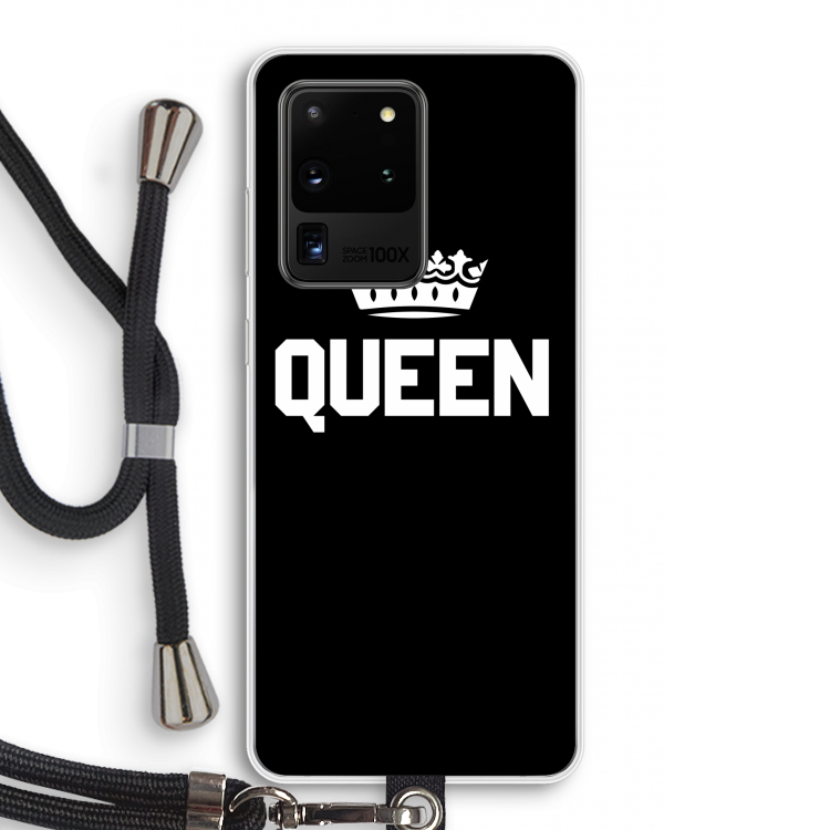 Queen zwart: Samsung Galaxy S20 Ultra Transparant Hoesje met koord