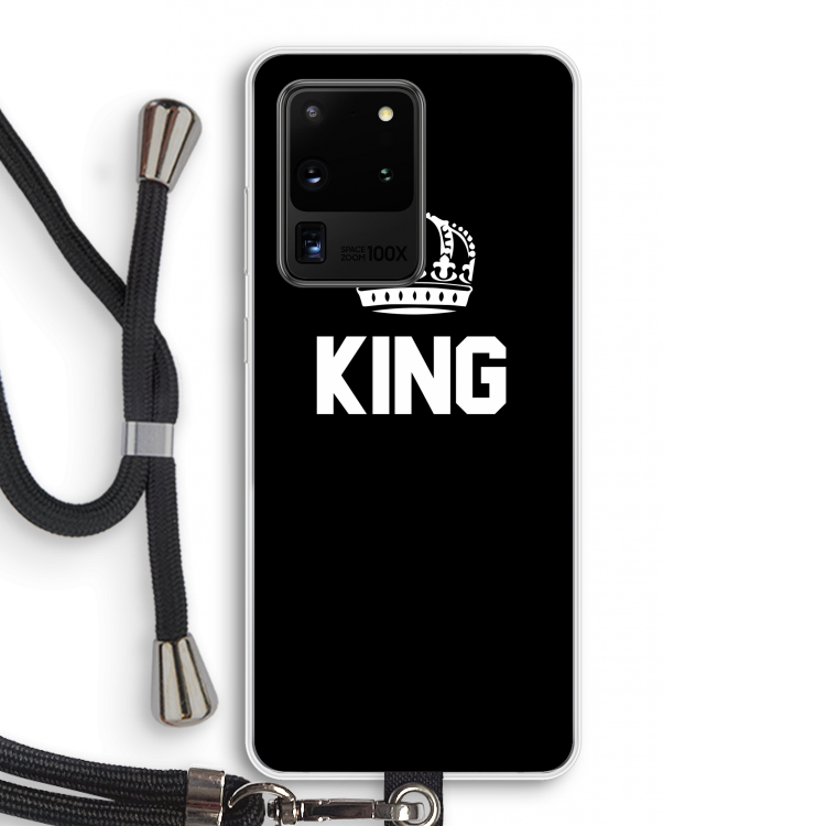 King zwart: Samsung Galaxy S20 Ultra Transparant Hoesje met koord