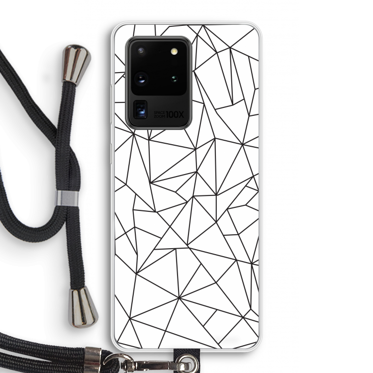 Geometrische lijnen zwart: Samsung Galaxy S20 Ultra Transparant Hoesje met koord