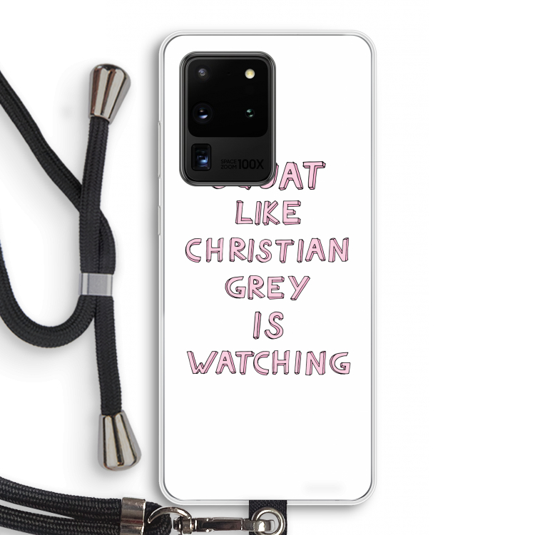 Christian Grey: Samsung Galaxy S20 Ultra Transparant Hoesje met koord