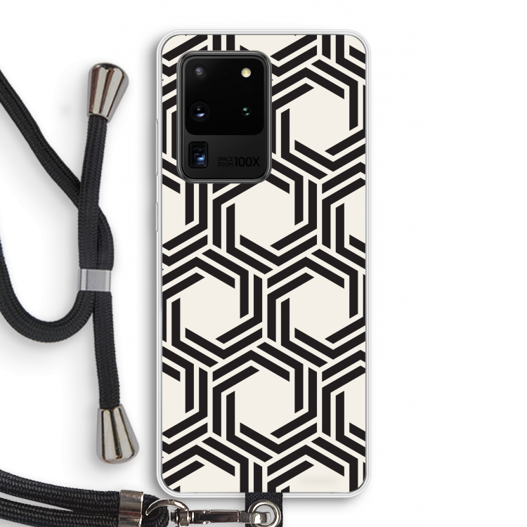 Geometrisch patroon: Samsung Galaxy S20 Ultra Transparant Hoesje met koord