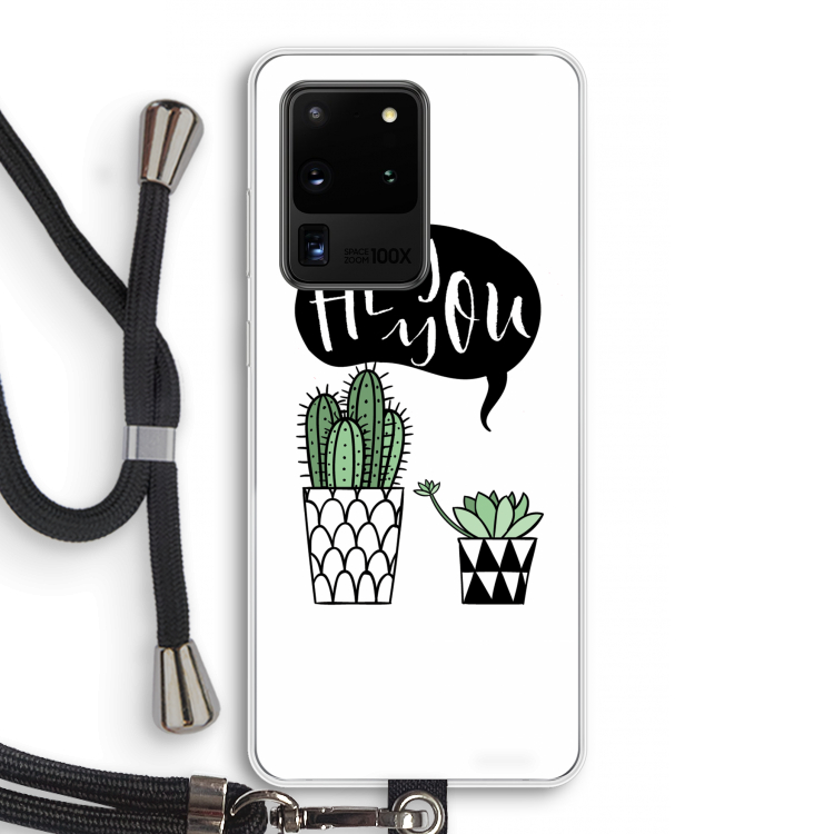 Hey you cactus: Samsung Galaxy S20 Ultra Transparant Hoesje met koord