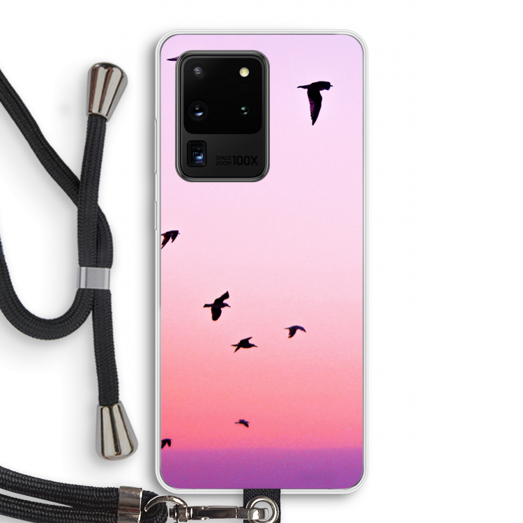 Fly away: Samsung Galaxy S20 Ultra Transparant Hoesje met koord