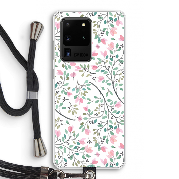 Sierlijke bloemen: Samsung Galaxy S20 Ultra Transparant Hoesje met koord
