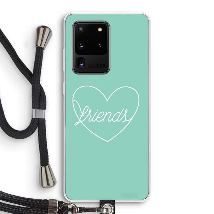 Friends heart pastel: Samsung Galaxy S20 Ultra Transparant Hoesje met koord