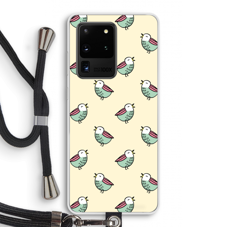 Vogeltjes: Samsung Galaxy S20 Ultra Transparant Hoesje met koord