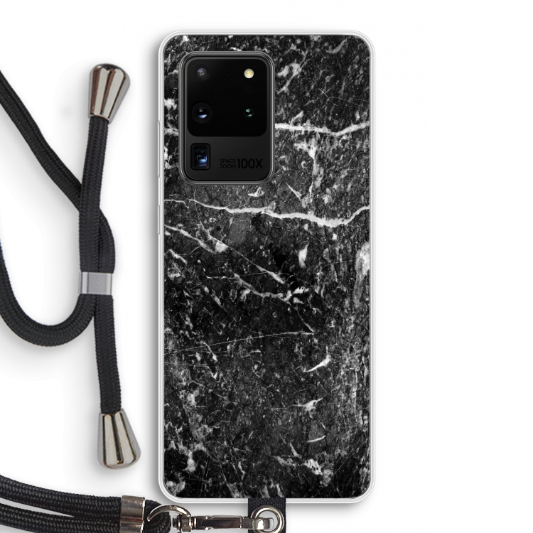Zwart marmer: Samsung Galaxy S20 Ultra Transparant Hoesje met koord