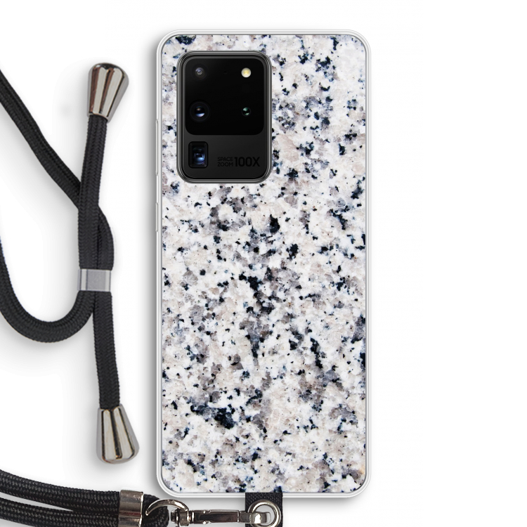 Gespikkelde marmer: Samsung Galaxy S20 Ultra Transparant Hoesje met koord
