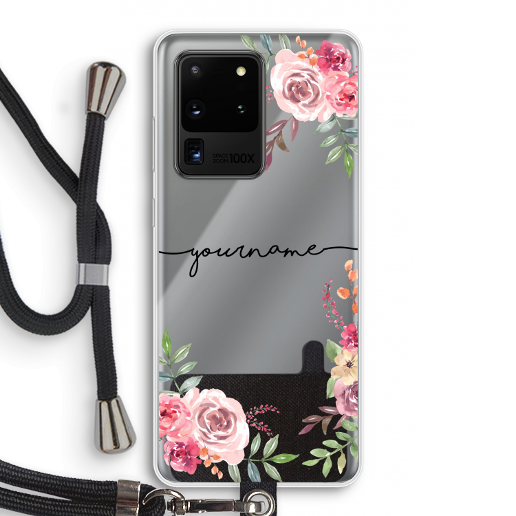 Rozen: Samsung Galaxy S20 Ultra Transparant Hoesje met koord