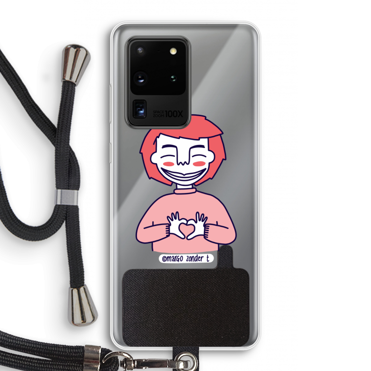 Hartje: Samsung Galaxy S20 Ultra Transparant Hoesje met koord