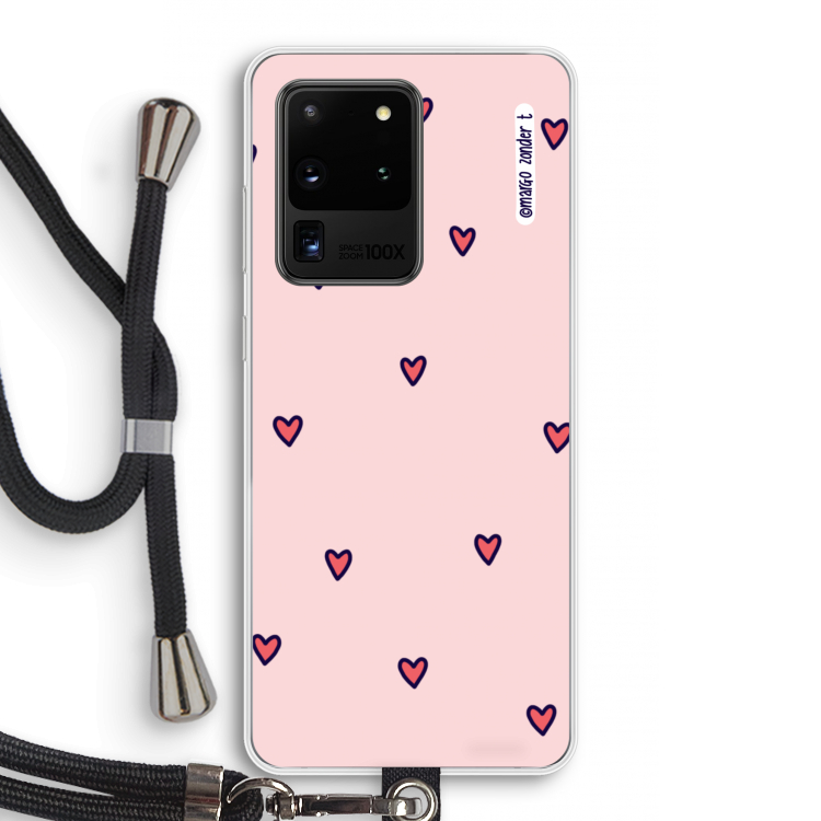 Hartjes: Samsung Galaxy S20 Ultra Transparant Hoesje met koord