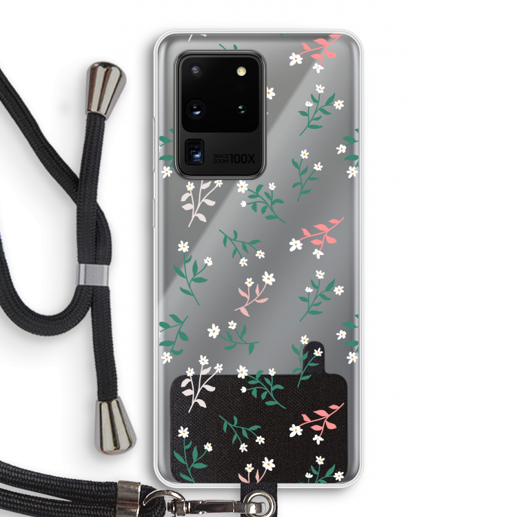 Small white flowers: Samsung Galaxy S20 Ultra Transparant Hoesje met koord