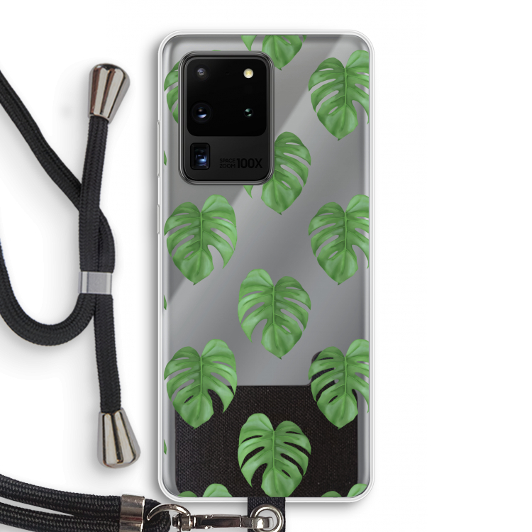 Monstera leaves: Samsung Galaxy S20 Ultra Transparant Hoesje met koord