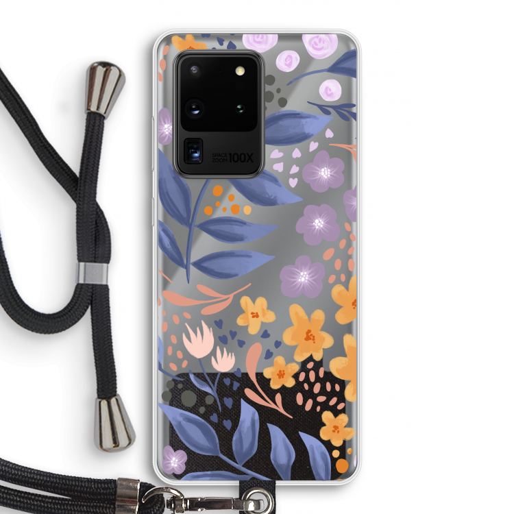 Flowers with blue leaves: Samsung Galaxy S20 Ultra Transparant Hoesje met koord