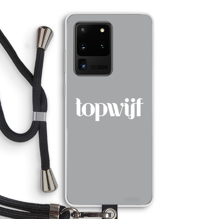 Topwijf Grijs Wit: Samsung Galaxy S20 Ultra Transparant Hoesje met koord