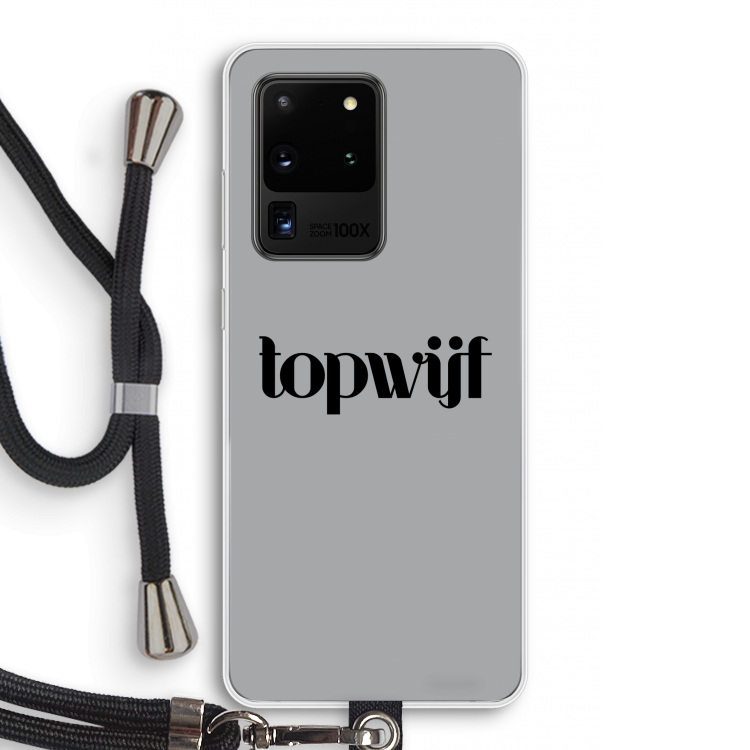 Topwijf Grijs Zwart: Samsung Galaxy S20 Ultra Transparant Hoesje met koord