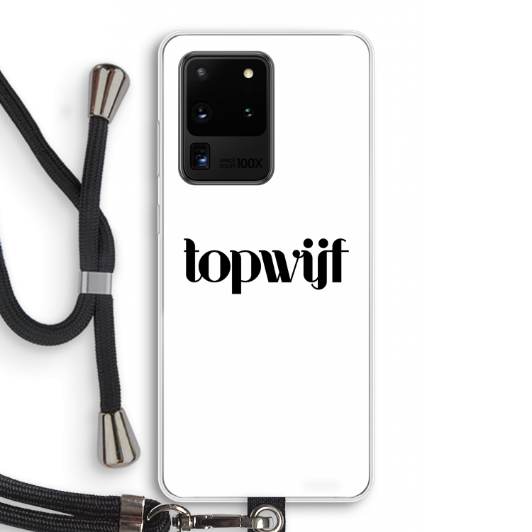 Topwijf Wit: Samsung Galaxy S20 Ultra Transparant Hoesje met koord