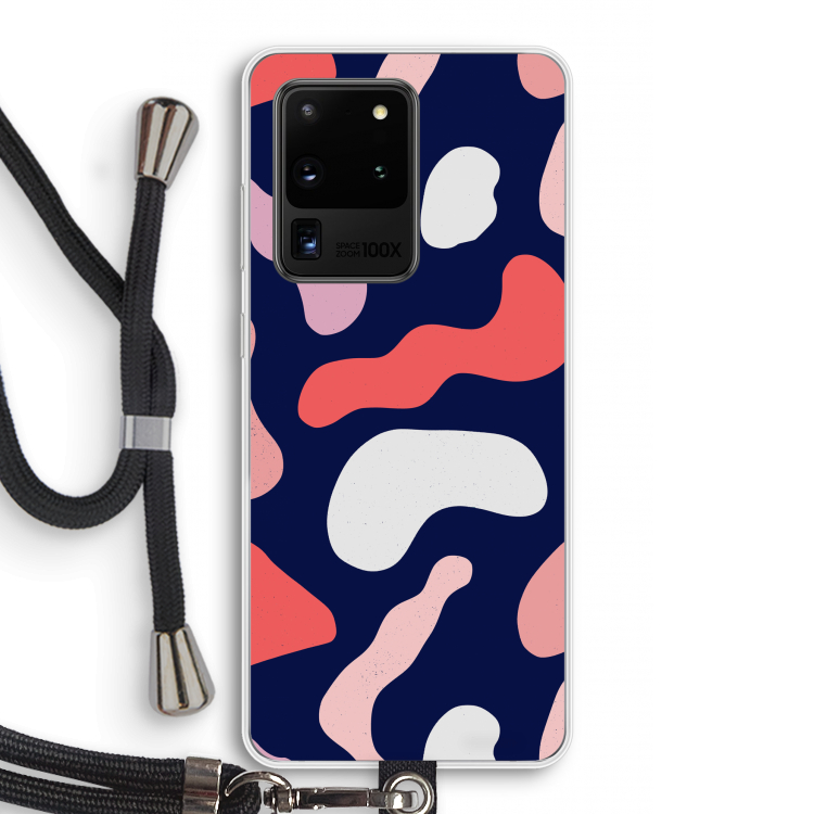 Memphis Shapes Pink: Samsung Galaxy S20 Ultra Transparant Hoesje met koord