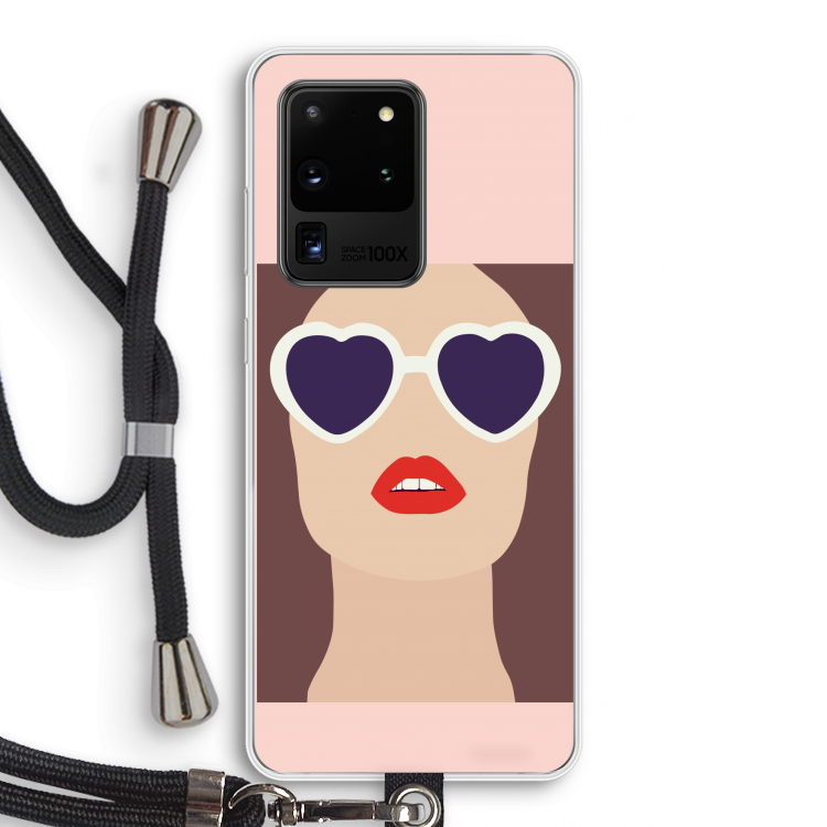 Red lips: Samsung Galaxy S20 Ultra Transparant Hoesje met koord