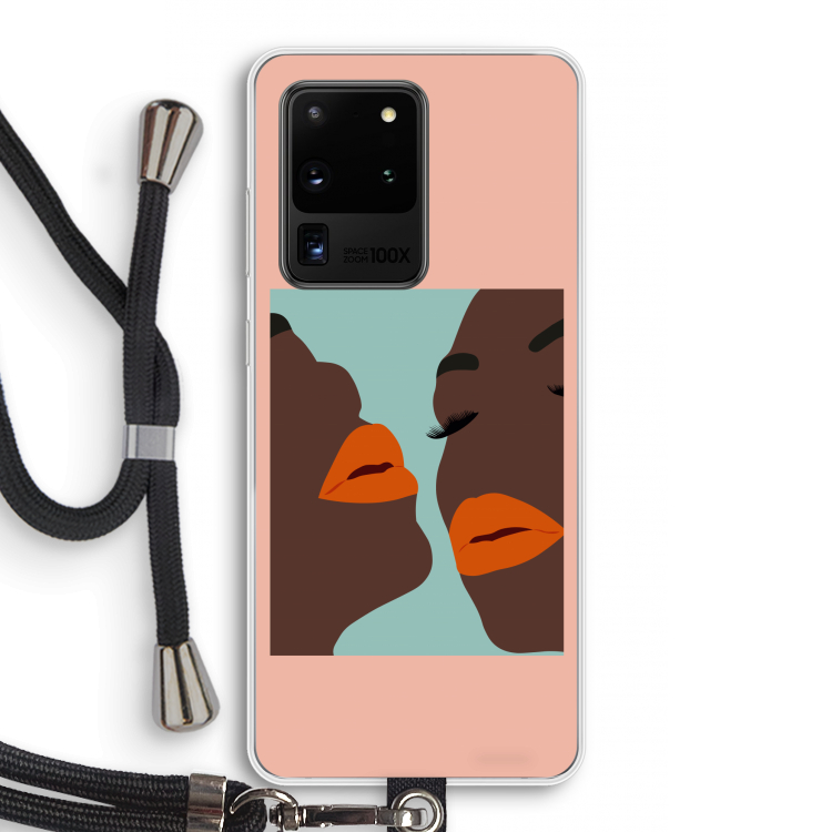 Orange lips: Samsung Galaxy S20 Ultra Transparant Hoesje met koord