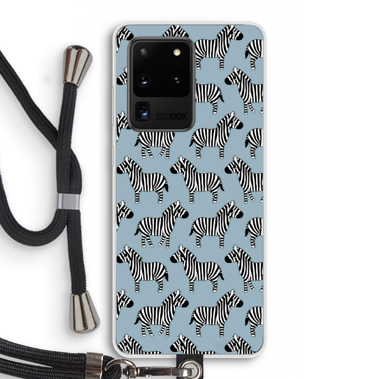 Zebra: Samsung Galaxy S20 Ultra Transparant Hoesje met koord