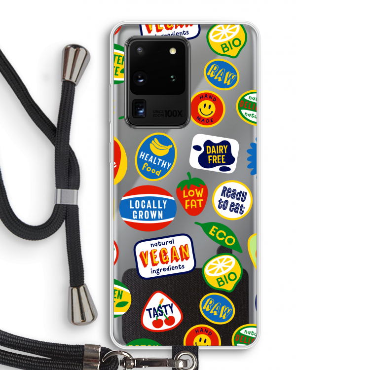 Fruitsticker: Samsung Galaxy S20 Ultra Transparant Hoesje met koord