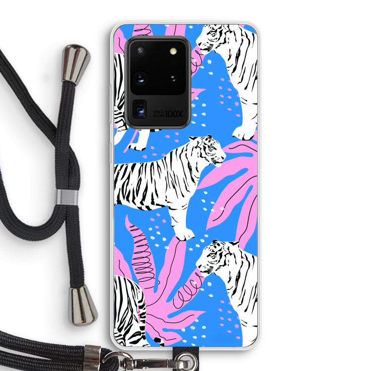 Tijger: Samsung Galaxy S20 Ultra Transparant Hoesje met koord