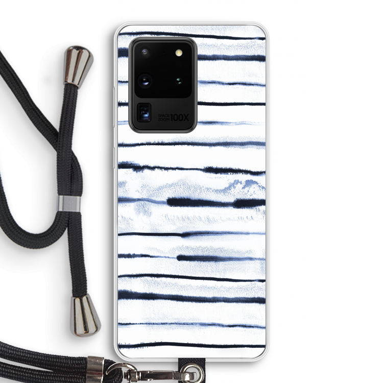 Ink Stripes: Samsung Galaxy S20 Ultra Transparant Hoesje met koord