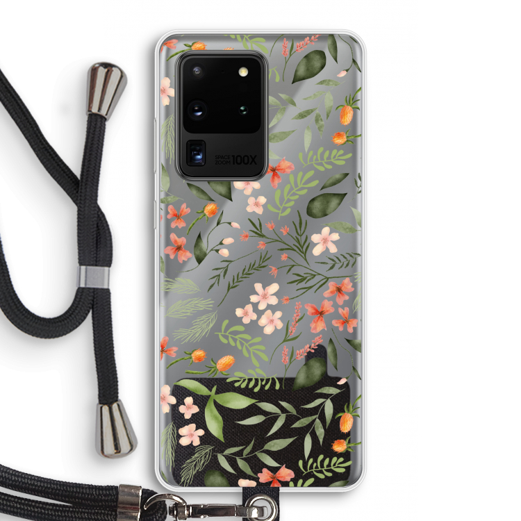 Sweet little flowers: Samsung Galaxy S20 Ultra Transparant Hoesje met koord
