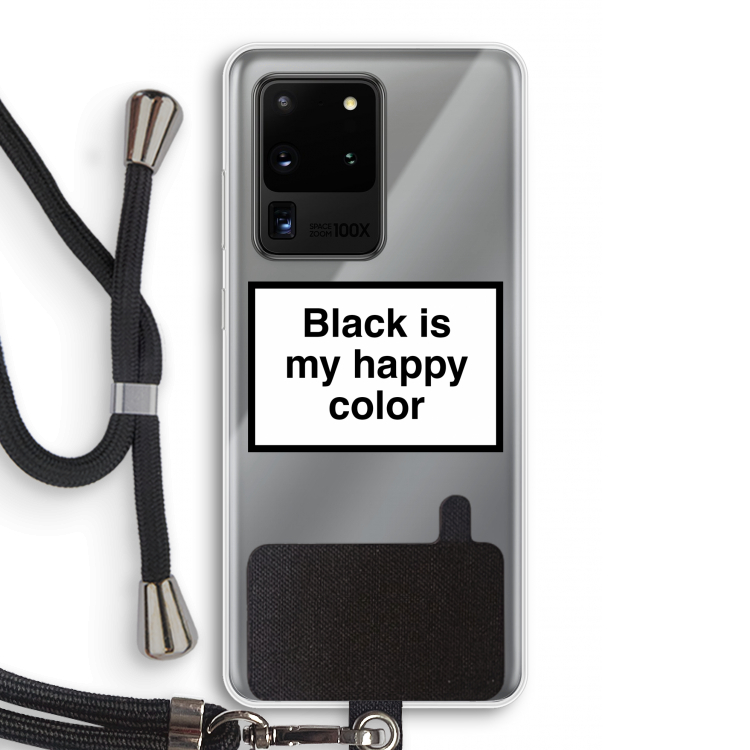 Black is my happy color: Samsung Galaxy S20 Ultra Transparant Hoesje met koord
