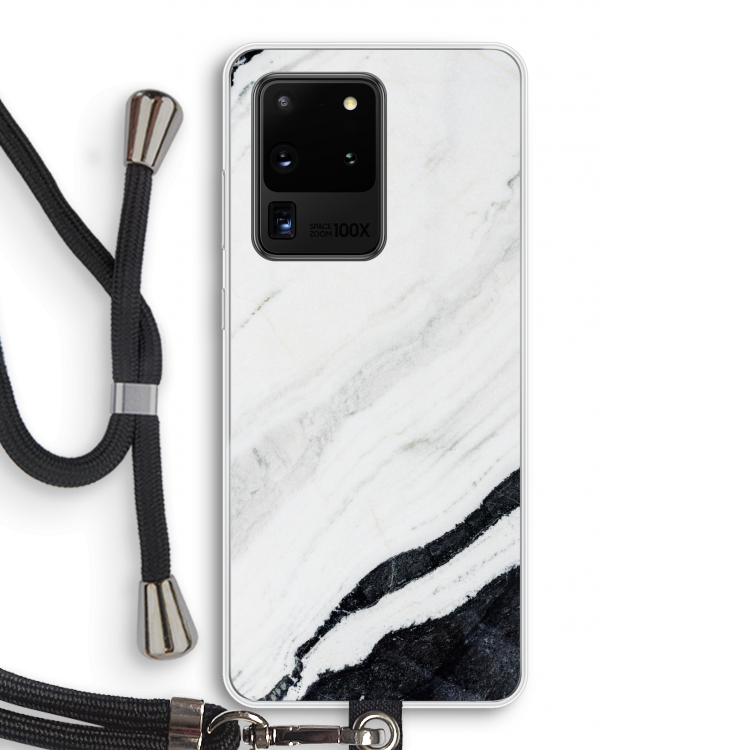 Elegante marmer: Samsung Galaxy S20 Ultra Transparant Hoesje met koord