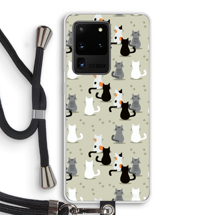 Katten: Samsung Galaxy S20 Ultra Transparant Hoesje met koord