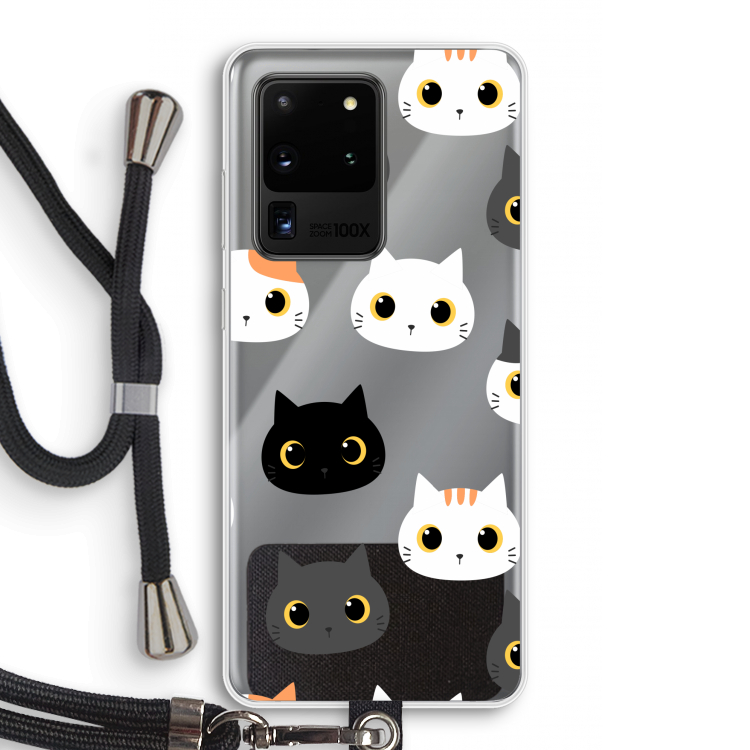 Katten: Samsung Galaxy S20 Ultra Transparant Hoesje met koord