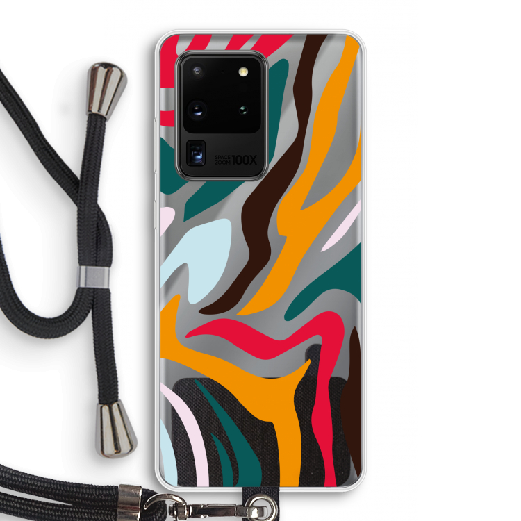 Colored Zebra: Samsung Galaxy S20 Ultra Transparant Hoesje met koord