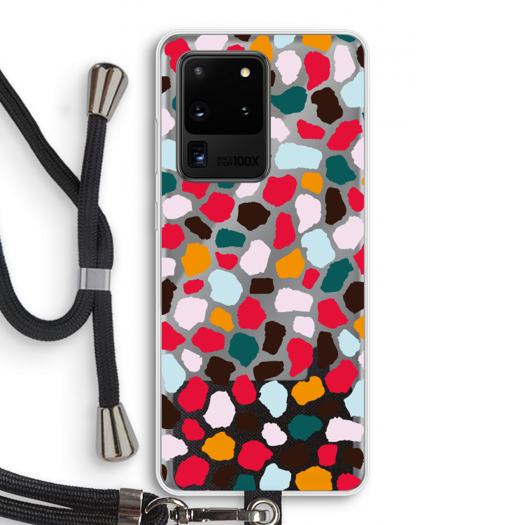 Colored Giraffe: Samsung Galaxy S20 Ultra Transparant Hoesje met koord